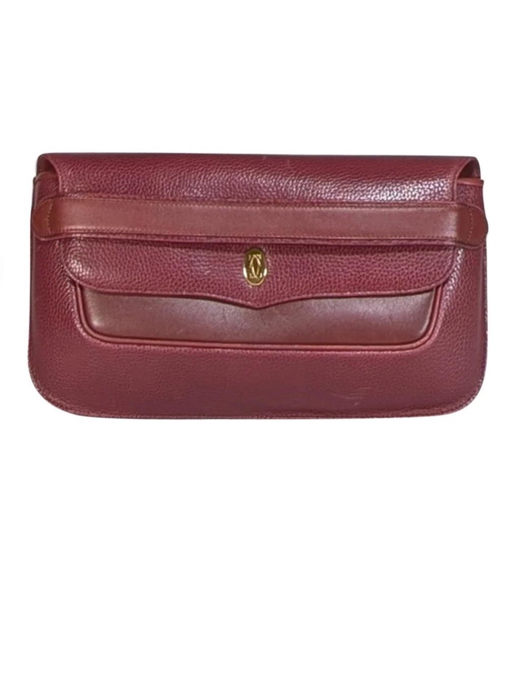Cartier - Red Wine Leather Fold Over Clutch